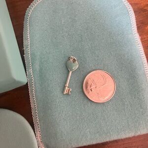 Tiffany & co Silver Key Pendant with Blue Heart RARE.